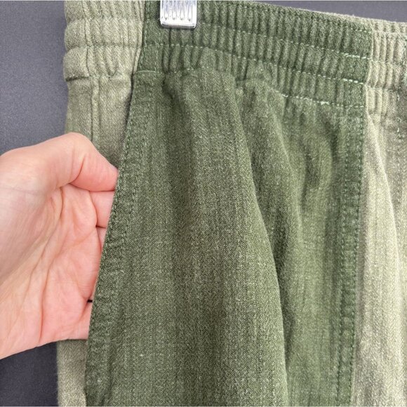J.Crew Women's Tie Waist Linen Blend Cargo Pants 4 Green Jogger Patchwork Boho - Picture 3 of 11